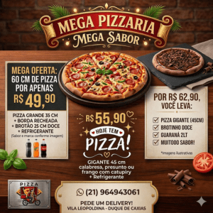Mega Pizzaria em Duque de Caxias RJ | Pizza Quentinha, Açaí Cremoso e Delivery Até 01h